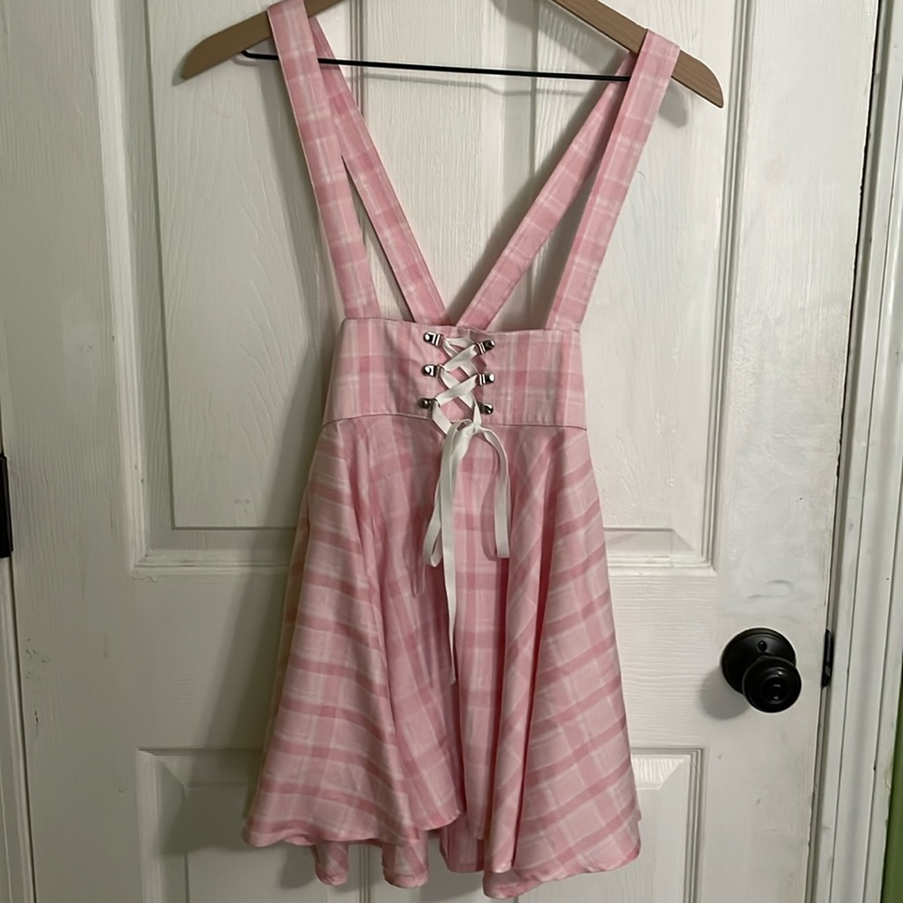 ROMWE plaid overall skirt